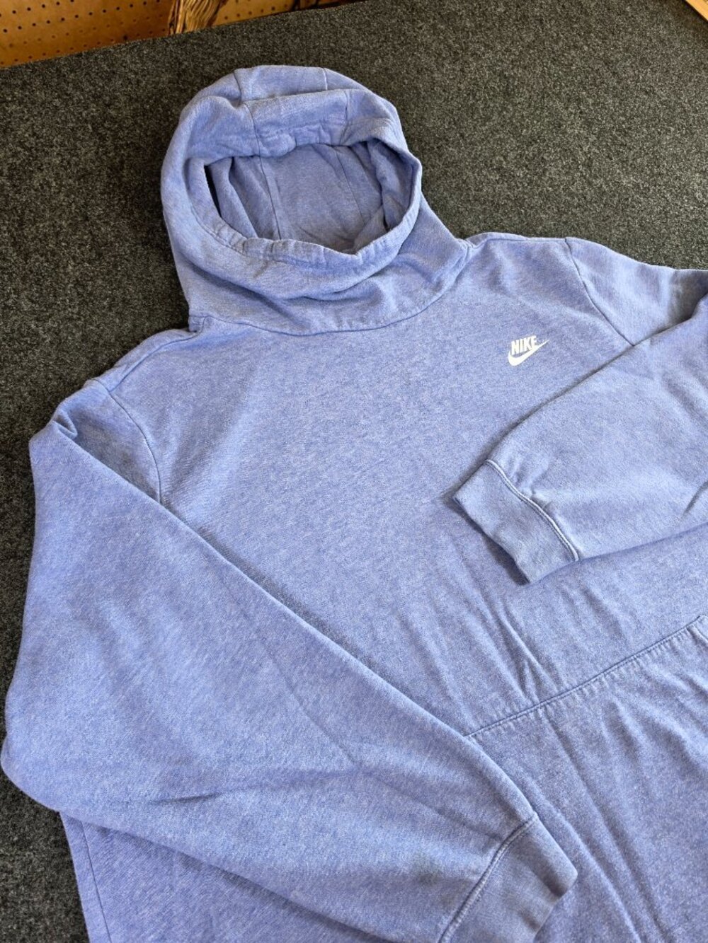 Nike Men's 3XL Blue Heather Pullover Hoodie Small Logo Swoosh Sweatshirt